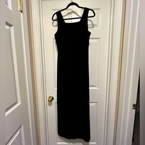 Velvet Square Neck Strapless Black Dress Gown Maxi Size 12 Y2K
